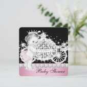 Horse and Carriage Pink Princess Baby shower Kaart (Staand voorkant)