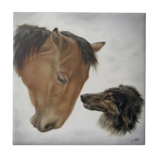 Horse and Dog Tile Tegeltje