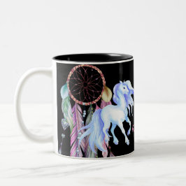 Horse and Dreamweaver ~ Dreams & Wishes BOHO Tweekleurige Koffiemok