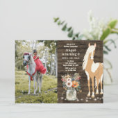 Horse and Flowers Rustic Wood Foto van Birthday Kaart (Staand voorkant)
