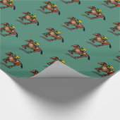 Horse and Jockey Pattern Dark Green Cadeaupapier (Hoek)