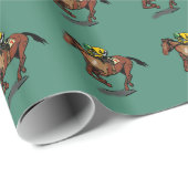 Horse and Jockey Pattern Dark Green Cadeaupapier (Rol Hoek)