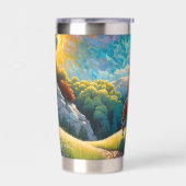 Horse and Meadow Wildflowers Colorful Art Geïsoleerde Drinkbeker (Links)