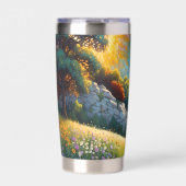 Horse and Meadow Wildflowers Colorful Art Geïsoleerde Drinkbeker (Voorkant)