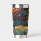Horse and Meadow Wildflowers Colorful Art Geïsoleerde Drinkbeker (Rechts)