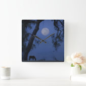 Horse and Oak Tree "Blue Moon" Clock Vierkante Klok (Huis)