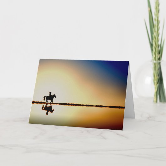 Horse and Rider on Beach Silhouette Greeting Card Kaart (Voorkant)