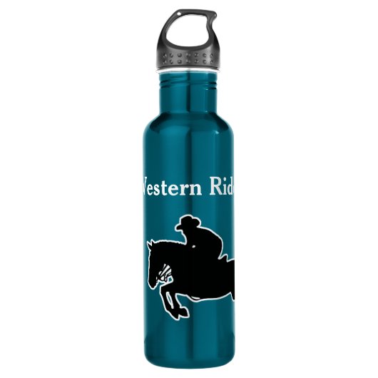 Horse and Rider silhouette personalize 24oz Stainl Waterfles (Voorkant)