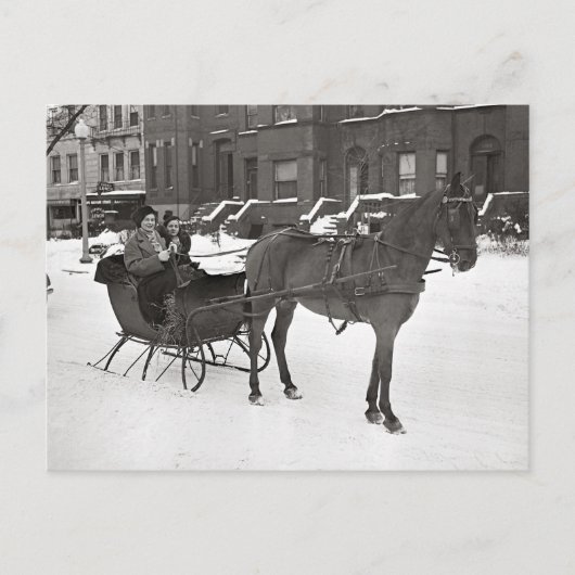 Horse and Sleigh, 1935 Briefkaart (Voorkant)