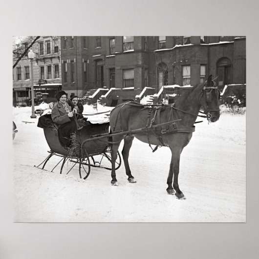 Horse and Sleigh, 1935.  foto Poster (Voorkant)