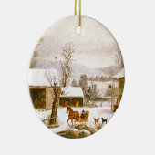 Horse and Sleigh Ride Farmhouse Barn Snow Ornament (Rechts)