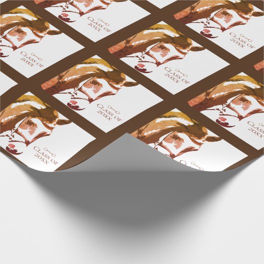 Horse and Snaffle Bit in Bruin Afstuderen Klasse v Cadeaupapier (Hoek)