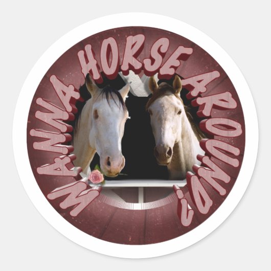 Horse Around Valentine's Day Ronde Sticker (Voorkant)