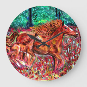 Horse Art - Ontwerpklokken - Kunst door D. Davidso Grote Klok