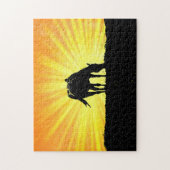 Horse Art Silhouette en Sun Burst Art Puzzle Legpuzzel (Verticaal)