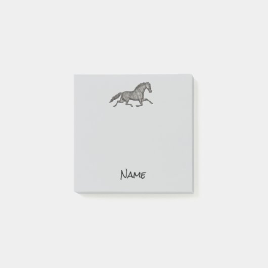 Horse Art  Style Post It Note Pad en naam (Voorkant)