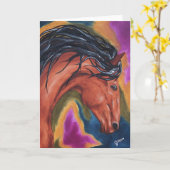 Horse Artsy Equestrian Wenskaart Kaart (Gele Bloem)