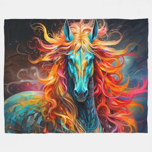 Horse Artwork Fleece Deken (Voorkant (Horizontaal))