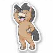 Horse as Hairdresser with Comb Sticker (Voorkant)