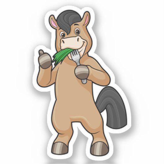 Horse at Eating Vegan Sticker (Voorkant)