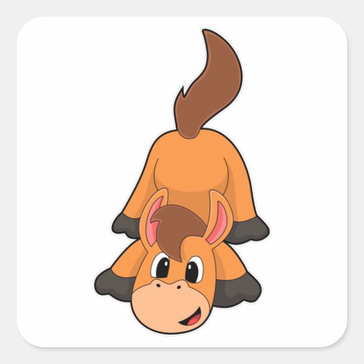 Horse at Playing Vierkante Sticker (Voorkant)