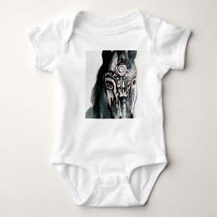 Horse Baby Jersey Bodysuit, White Romper