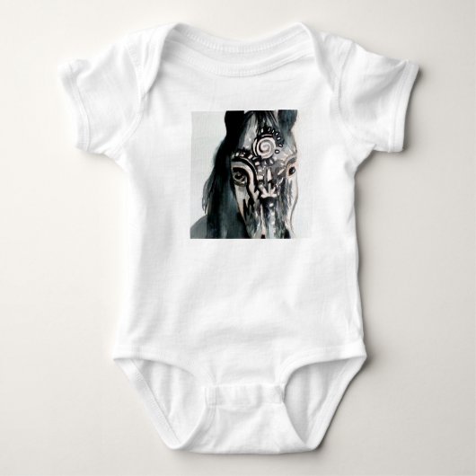 Horse Baby Jersey Bodysuit, White Romper (Voorkant)