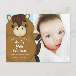 Horse Baby shower Blue Boy Briefkaart
