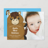 Horse Baby shower Blue Boy Briefkaart (Voorkant / Achterkant)