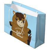 Horse Baby shower Blue Boy Groot Cadeauzakje (Voorkant Gekanteld)