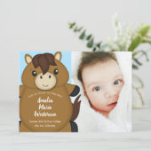 Horse Baby shower Blue Boy Kaart (Staand voorkant)