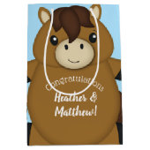 Horse Baby shower Blue Boy Medium Cadeauzakje (Voorkant)