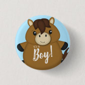 Horse Baby shower Blue Boy Ronde Button 3,2 Cm (Voorkant)