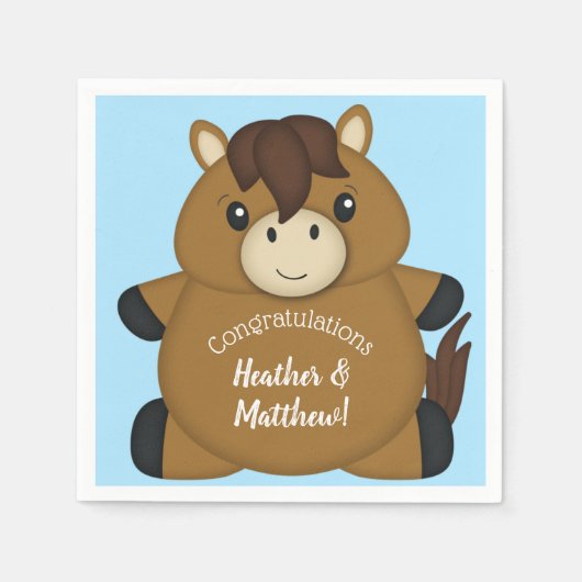 Horse Baby shower Blue Boy Servet (Voorkant)