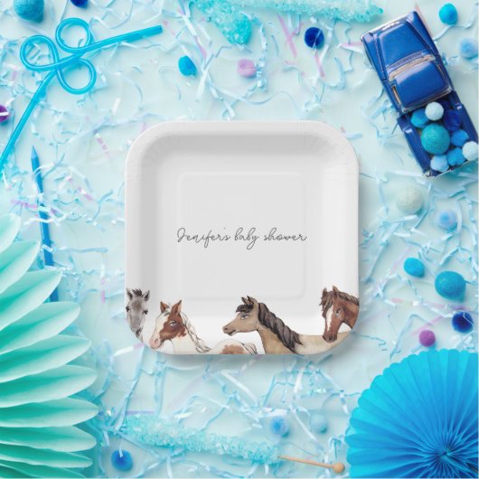 Horse Baby shower Custom Papieren Bordje (Feest)