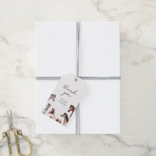 Horse Baby shower Dank u cadeau Labels Cadeaulabel (Met Touw)