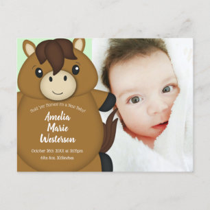 Horse Baby shower Green Briefkaart