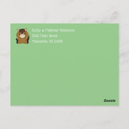 Horse Baby shower Green Briefkaart (Achterkant)
