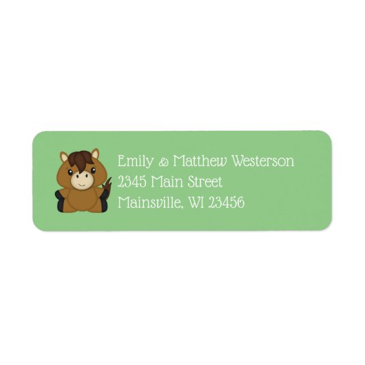 Horse Baby shower Green Etiket (Voorkant)