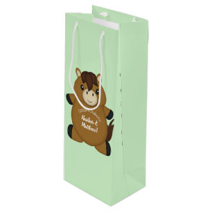 Horse Baby shower Green Wijn Cadeautas