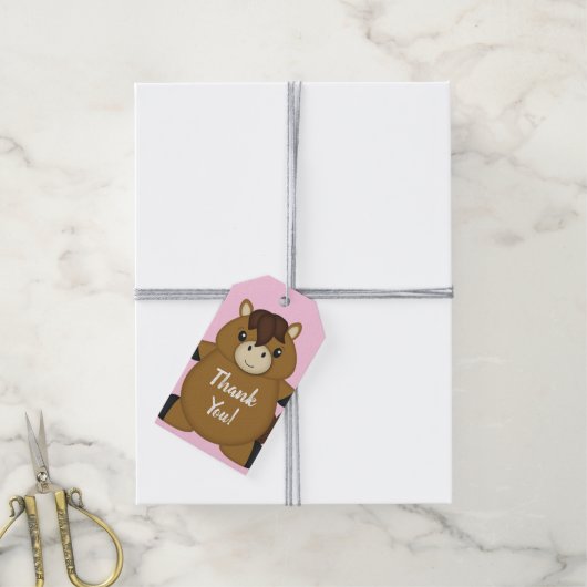 Horse Baby shower Pink Girl Cadeaulabel (Met Touw)
