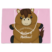 Horse Baby shower Pink Girl Groot Cadeauzakje (Voorkant)