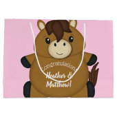 Horse Baby shower Pink Girl Groot Cadeauzakje (Achterkant)
