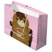 Horse Baby shower Pink Girl Groot Cadeauzakje (Voorkant Gekanteld)