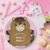 Horse Baby shower Pink Girl Papieren Bordje (Feest)