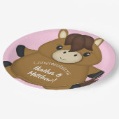 Horse Baby shower Pink Girl Papieren Bordje (Gekanteld)