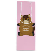 Horse Baby shower Pink Girl Wijn Cadeautas (Voorkant)