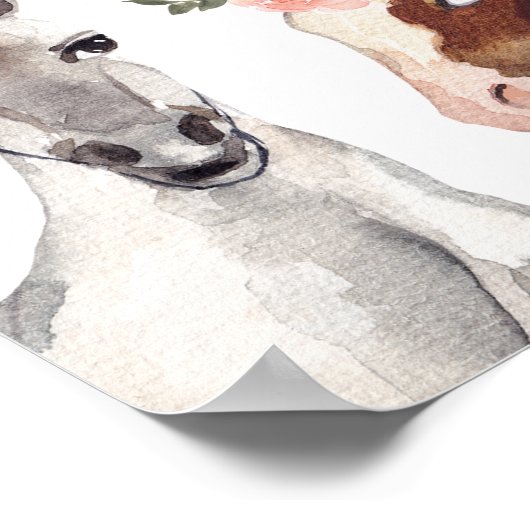 Horse Baby shower Welkom Poster (Hoek)