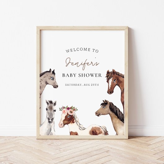 Horse Baby shower Welkom Poster