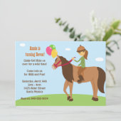 Horse back Rider Birthday Party Invitation Kaart (Staand voorkant)